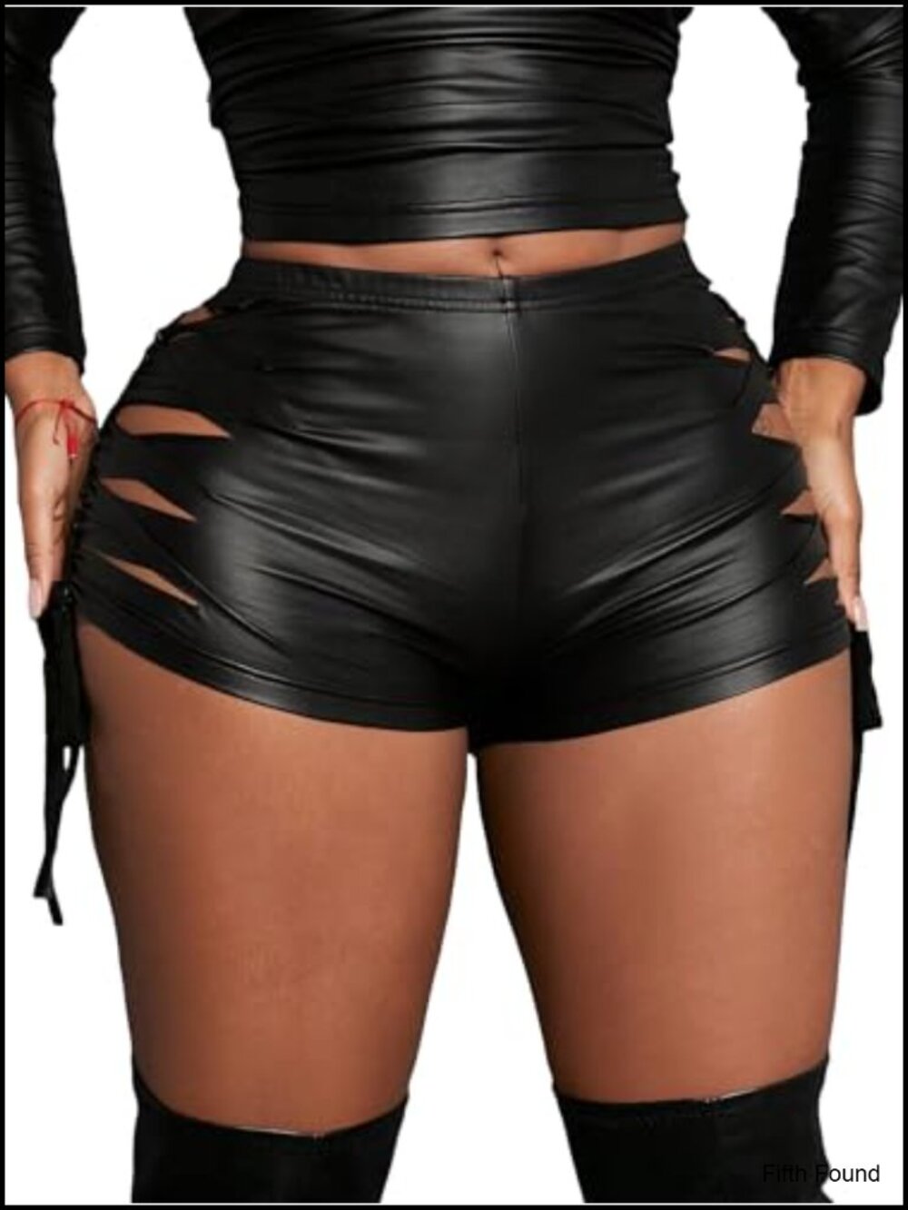 Faux Leather Sexy Club Mini Shorts High Rise Fitted Elastic Waist Biker